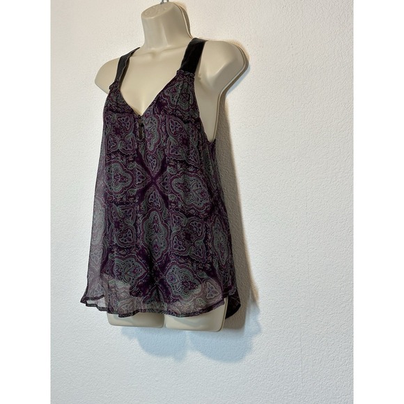 Small Silk Purple Paisley Velvet Straps Top Blouse Boho Fairy Whimsigoth Coquett - Picture 2 of 11